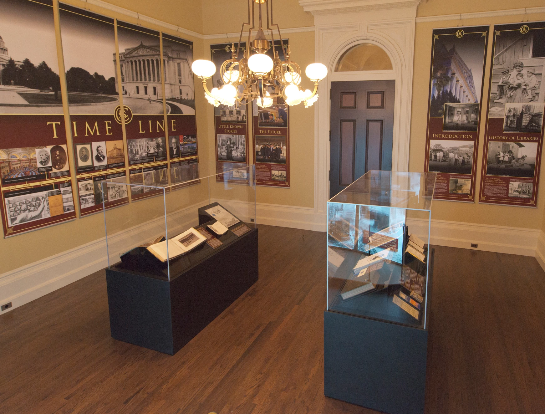 The Library Exhibit Room now functions as additional exhibit space for the California State Capitol Museum. The Library Exhibit Room now functions as additional exhibit space for the California State Capitol Museum.