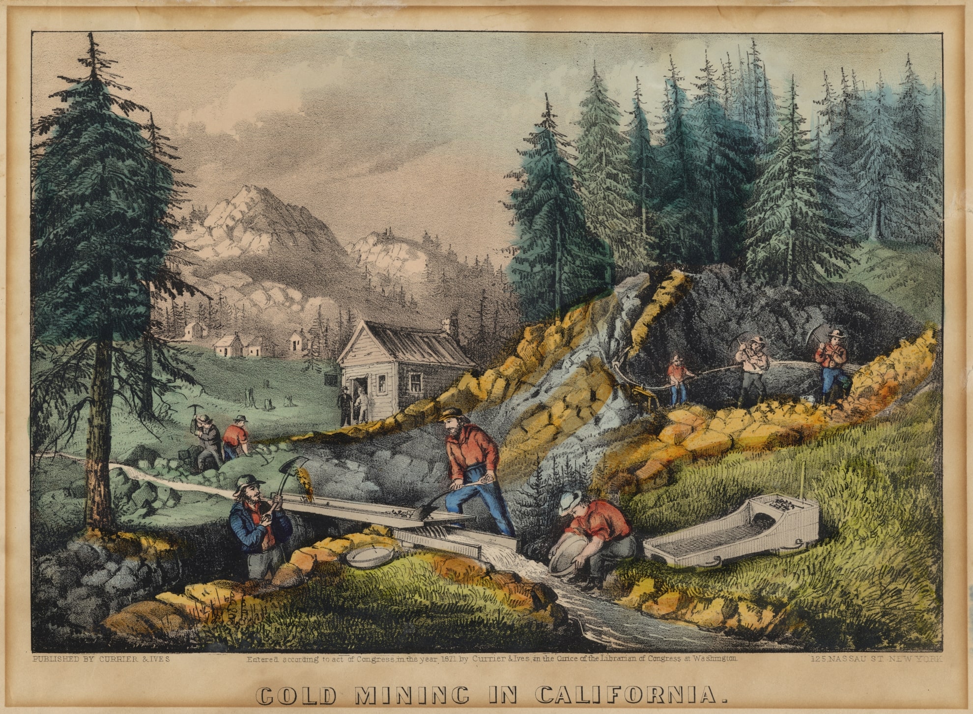 Illustration of gold mining