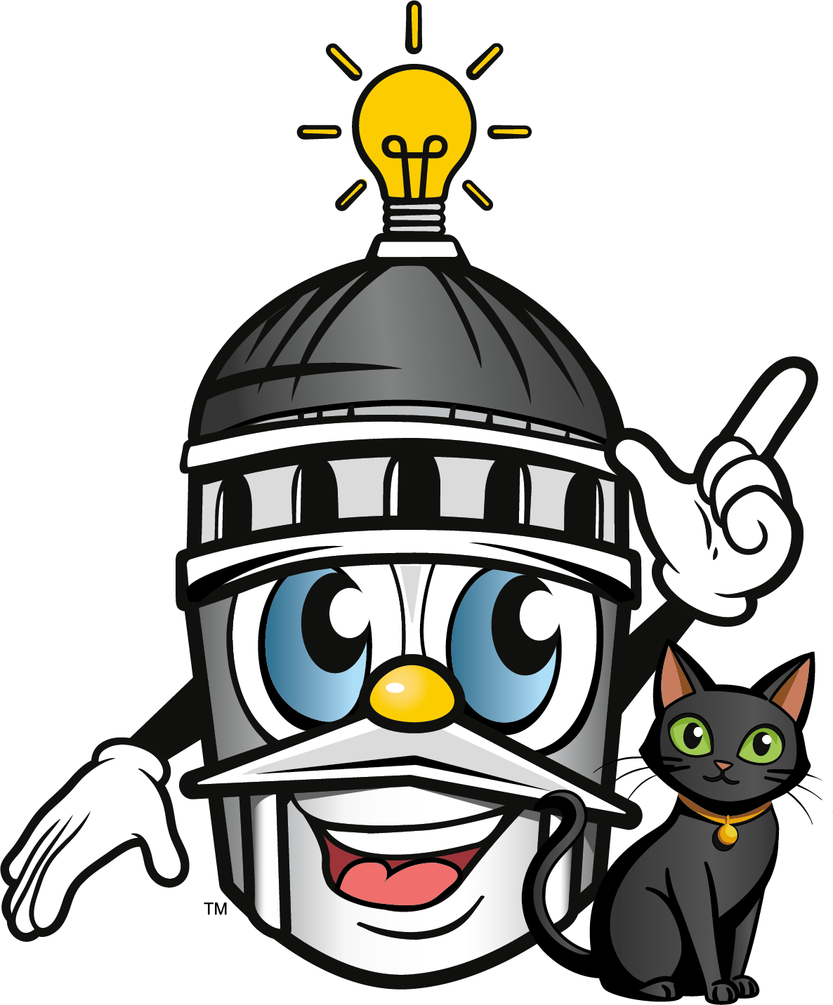 Cartoon black cat representing Senator Capitol Kitty